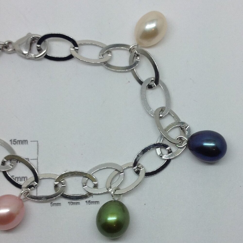 Sterling Silver Multi Color Teardrop Freshwater P… - image 3